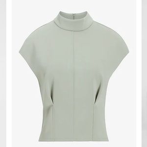 NWT Express Super Soft Double Knit Scuba Mock Neck Pleated Crop Top
